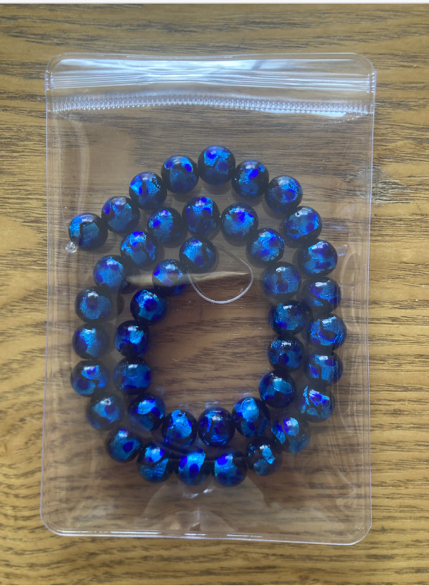 Japan Okinawa Firefly glass blue series beads 12mm length 40cm ‎hotaru-glass-b