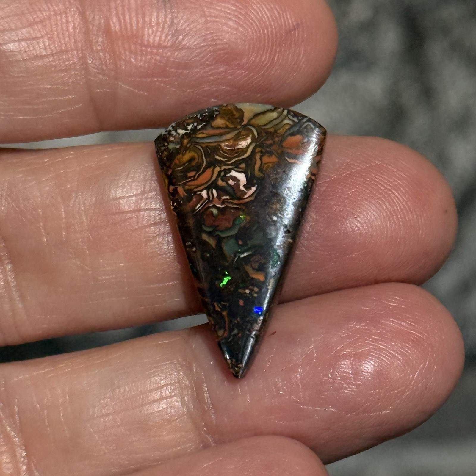 11ct 25×15.8×3.7mm Colorful Australian Koroit Boulder Opal Drop Cabochon Gem