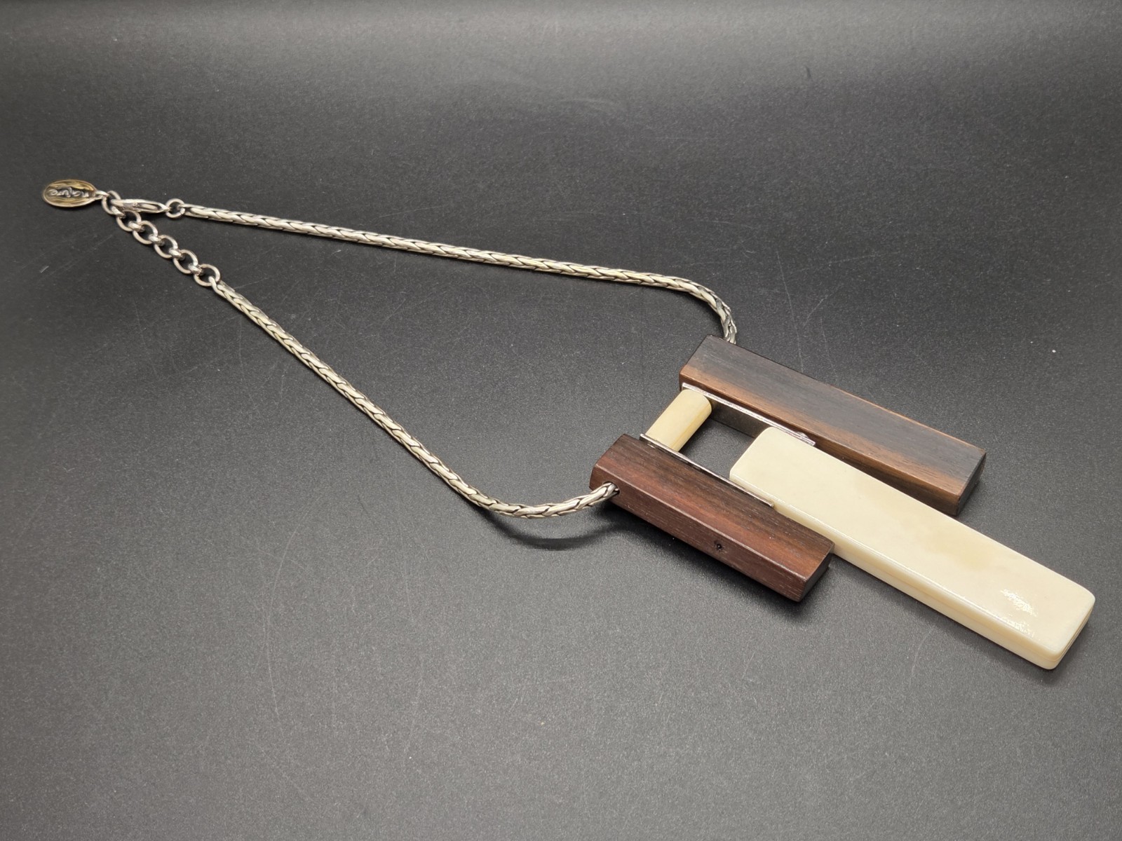 Vtg Original NATURE BIJOUX Wood Bone Bib Necklace DESIGNER JEAN-DANIEL CHRISTIN