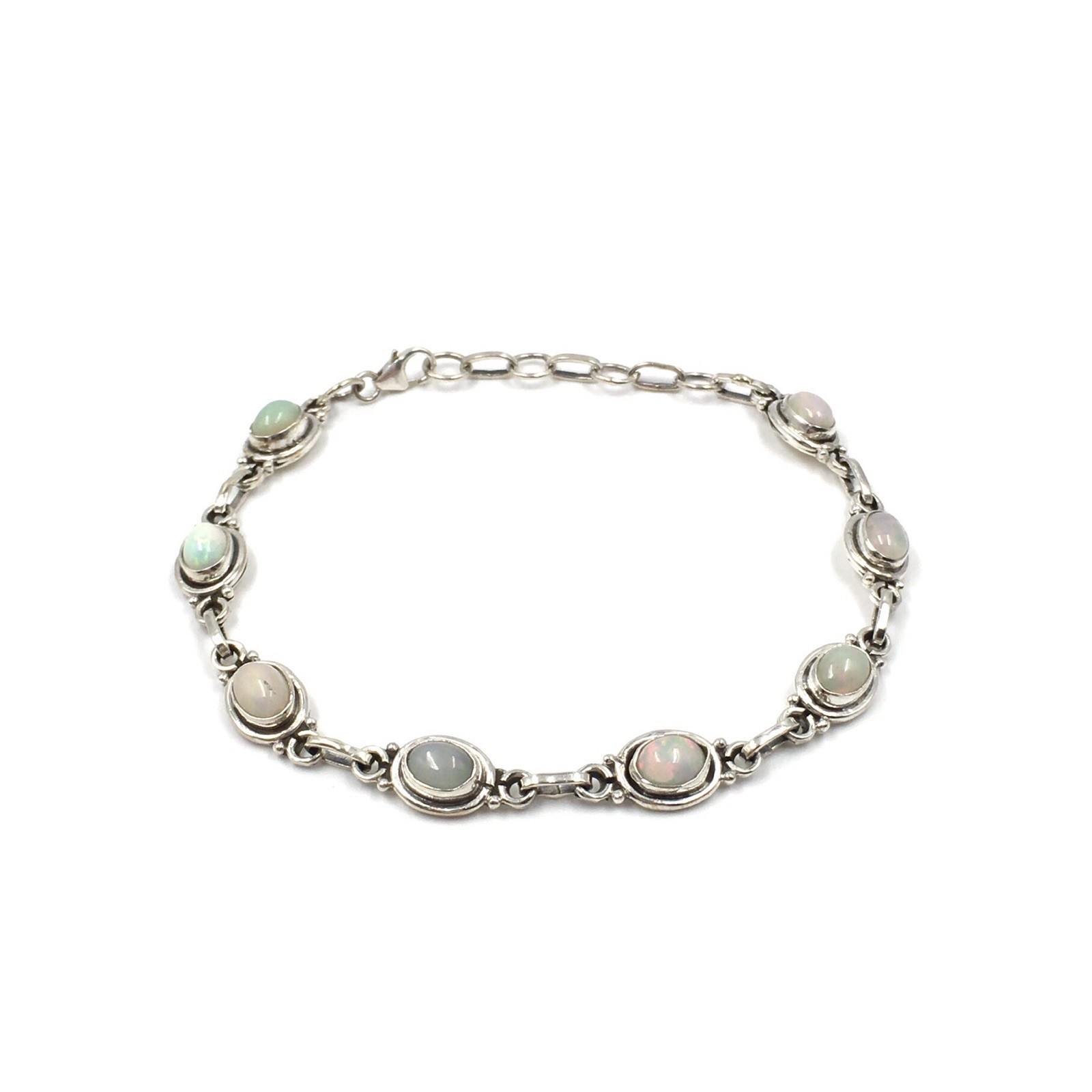 18-21.5cm Bracelet 925 Silver Opal 4.6ct Multicoloured Tennis Bracelet Charm Jewellery