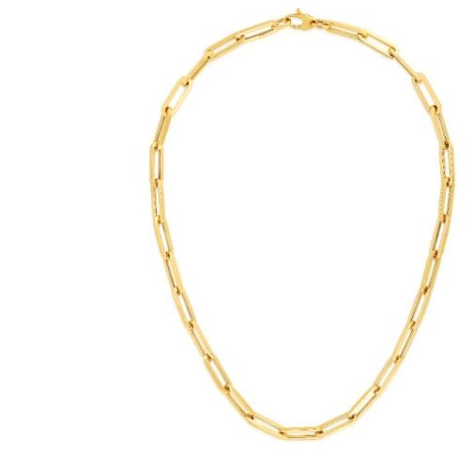 14K Gold Fancy Paperclip Bracelet 6.1mm