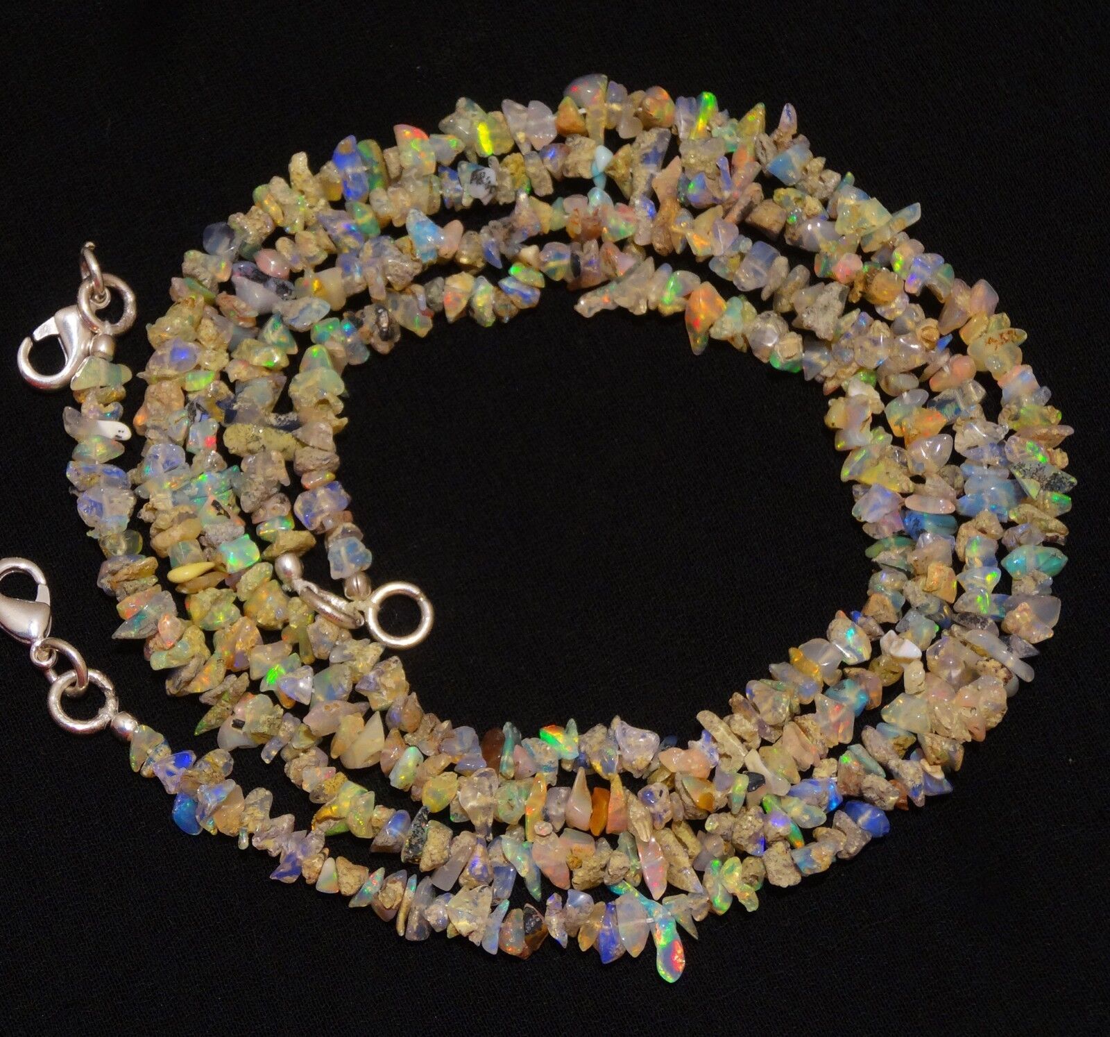 Natural Gem Ethiopian Welo Opal 4 to 5MM Approx. Uncut Beads Necklace 18 Inch