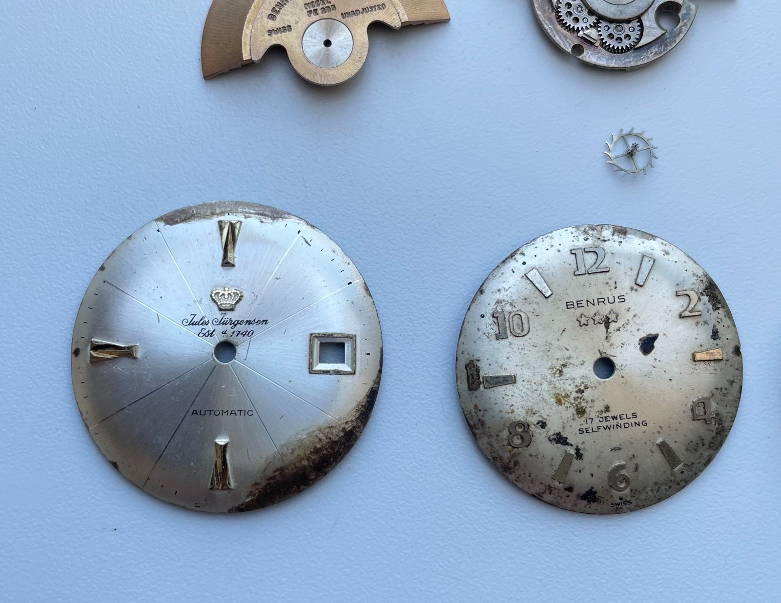 Vintage Benrus Jules Jurgensen Watch Movement ETA 2452 39 Jewels Parts Lot