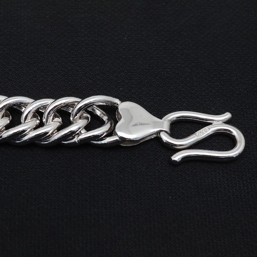 New Pure 925 Sterling Silver Bracelet 12mm Curb Link Chain 8.26inch Men Women