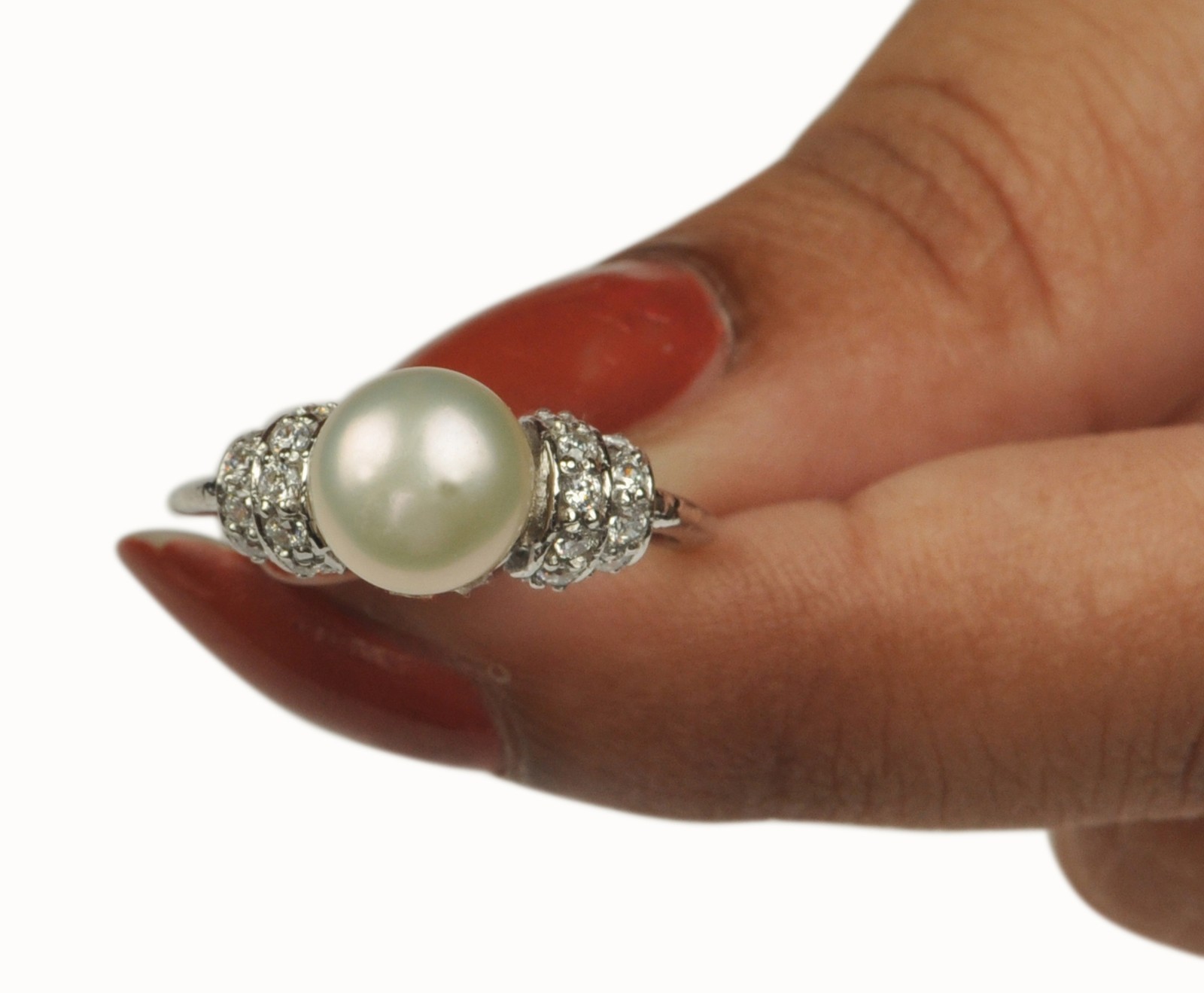 3.03 Carats Round Shape 100% Natural Pearl Certified Diamond Ring In 925 Silver