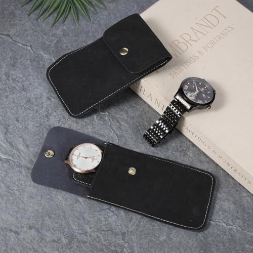 2 Pcs Travel Watch Pouch, PU Leather Watch Pouches, Portable Single Watches