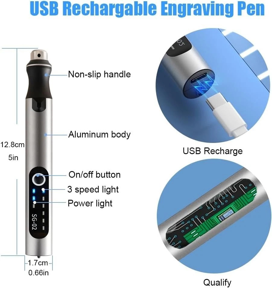 USB Rechargeable Cordless Engraving Pen with 35 Bits for Precision Crafting