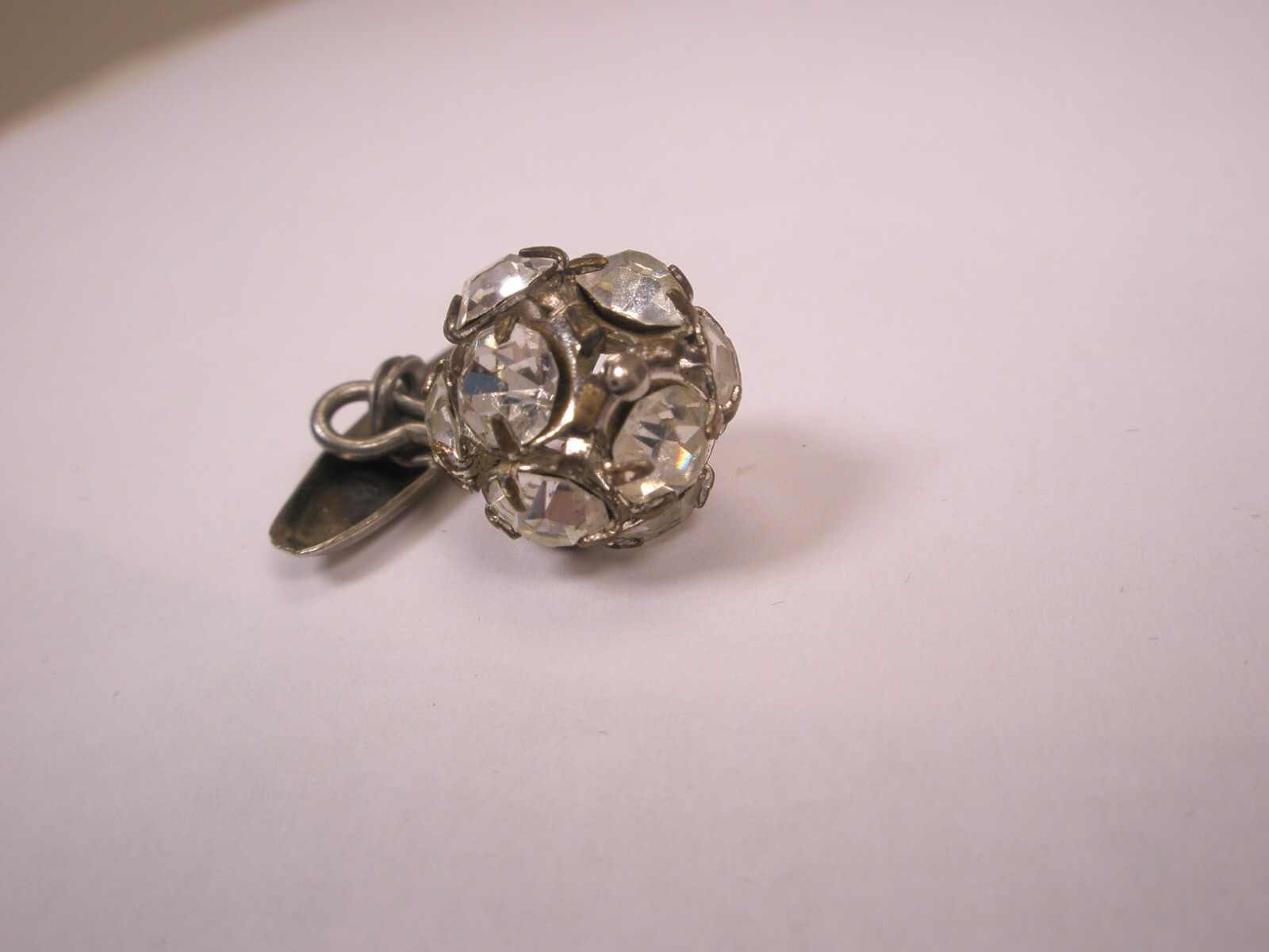 Rhinestone Ball ChainLink SINGLE Vintage Cuff Link replacement lost/broken aa117