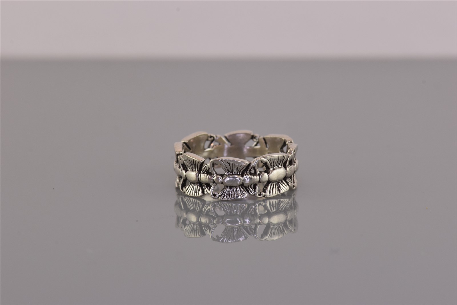 Peter Stone Sterling Silver Carved Dimensional Butterfly Band Ring 925 Sz: 6