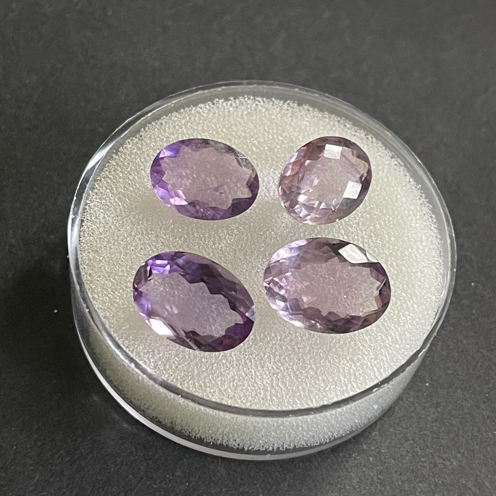 18.25ct 12.6-14.2mm 4pc Lot Purple Amethyst Oval Faceted Cabochons Gems