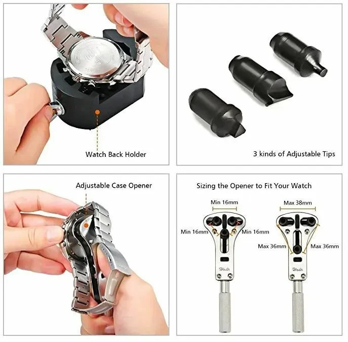 147 Pcs Watch Repair Kit Watchmaker Back Case Remover Opener Link Pin Spring Bar