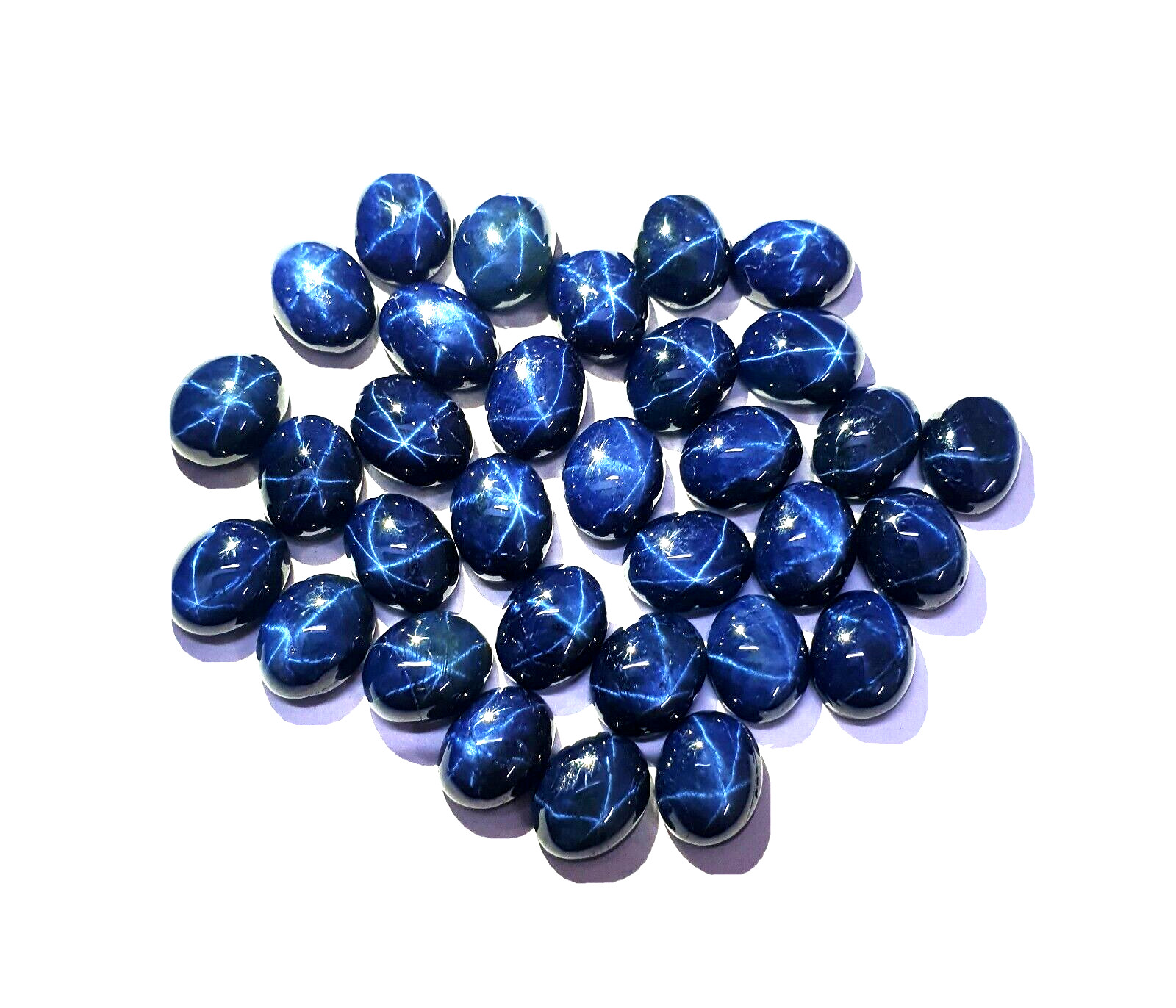 Natural Star Blue Sapphire Oval Cabochon Gemstone 3 Pcs 7×9 MM 9 CT
