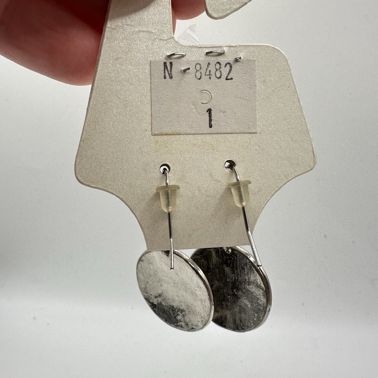 VTG New Silver Tone Dangle Earrings Round Tiger Zebra Emboss Nickel/Lead Free