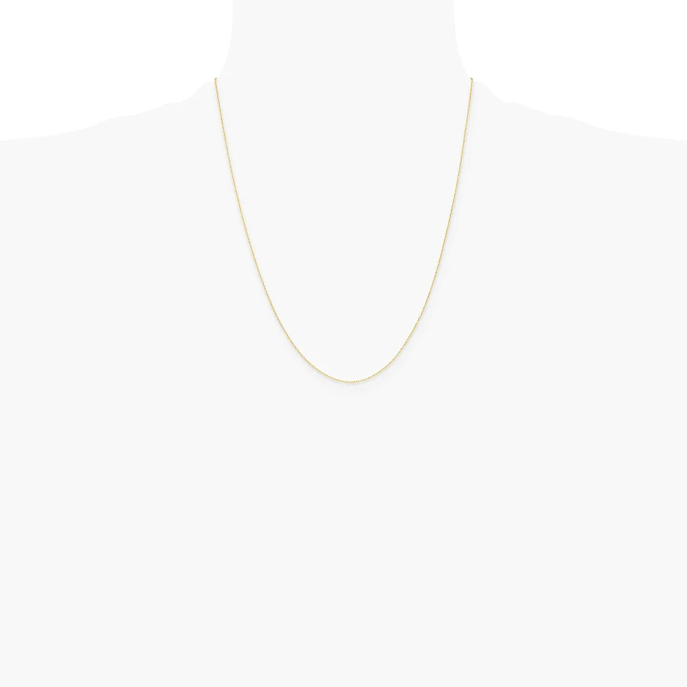 14K Yellow Gold .4 Mm Carded Cable Rope Chain Necklace 16″-24″