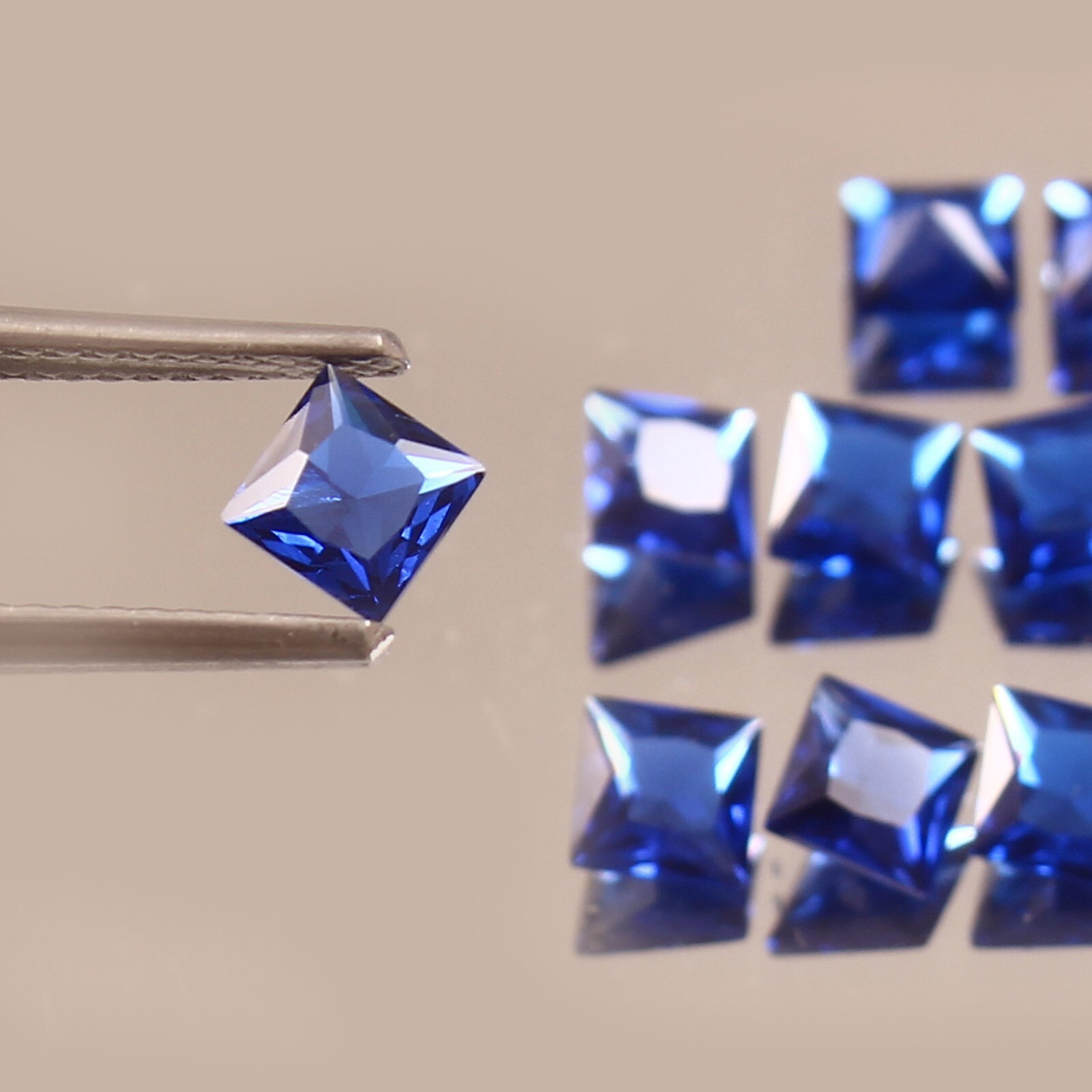 AAA Natural Ceylon Blue Spinel Loose Square Princess Cut Gemstone Lot 4×4-5×5 MM