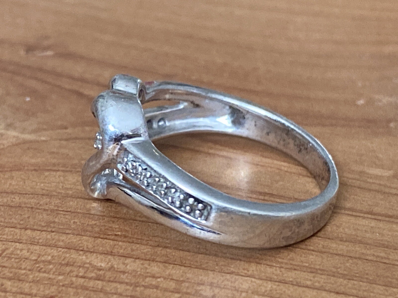 Vintage Wilson Brothers Jewelry 925 Open Heart Diamond Chips Promise Ring Size 7
