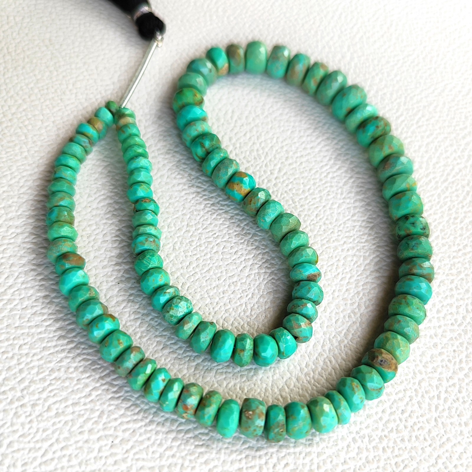 Arizona Turquoise Faceted Rondelle Shape Beads 5-8mm 14″ Strand Natural Gems