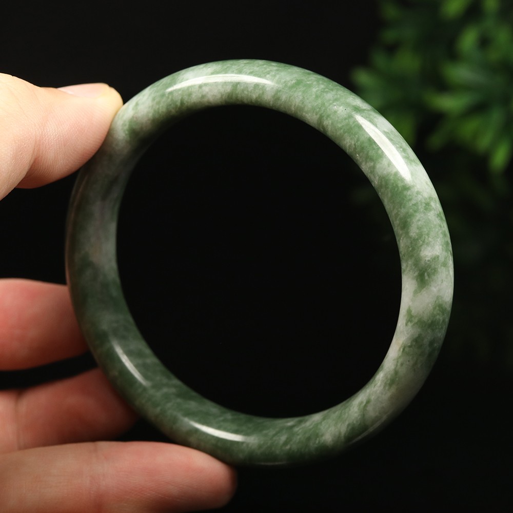 63mm Grade A 100% Natural Green Jade Bangle Bracelet Women’s Bracelet 33888
