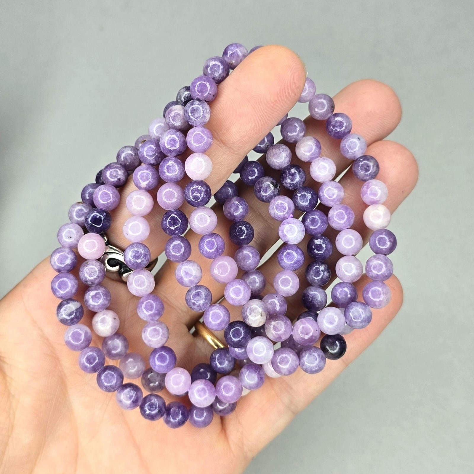 Lepidolite Crystal Bracelet: Handmade Gemstone Beaded Bracelet