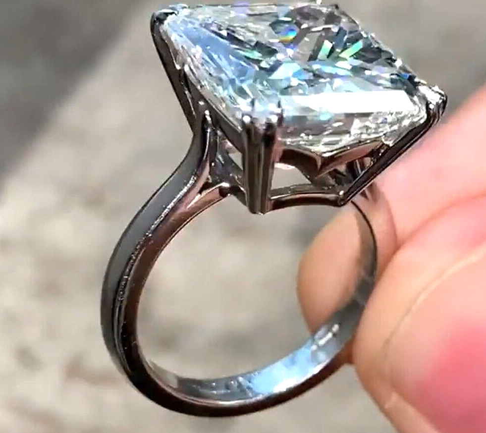 12 Ct Certified Treated Off White Diamond Solitaire Engagement Ring,925 Silver