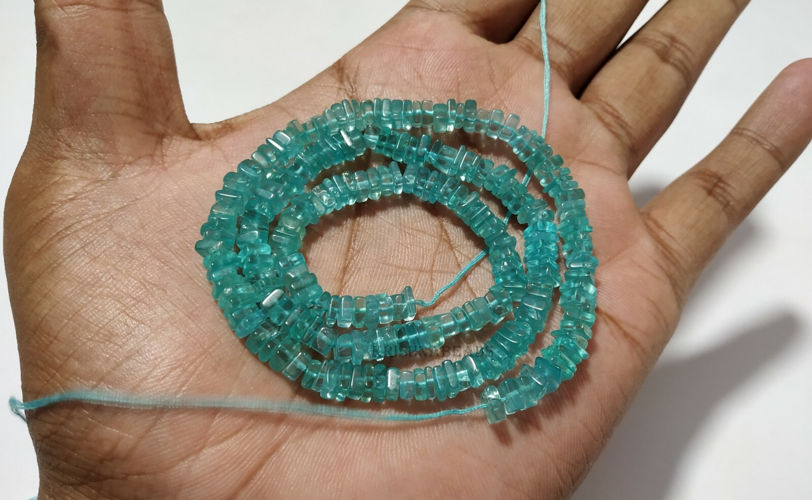 74Cts Natural Apatite Square 3.5-4mm Smooth Heishi Cut Gemstone Beads 16″Inch a1