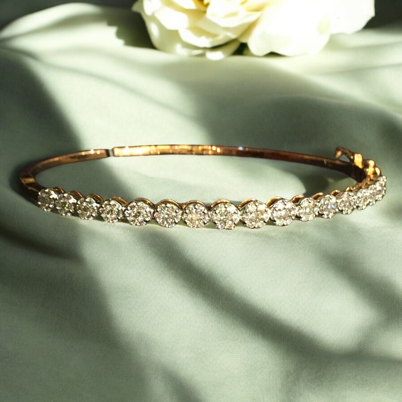 1.10 Cts Round Brilliant Cut Natural Diamonds One-Row Bracelet in 14K Rose Gold