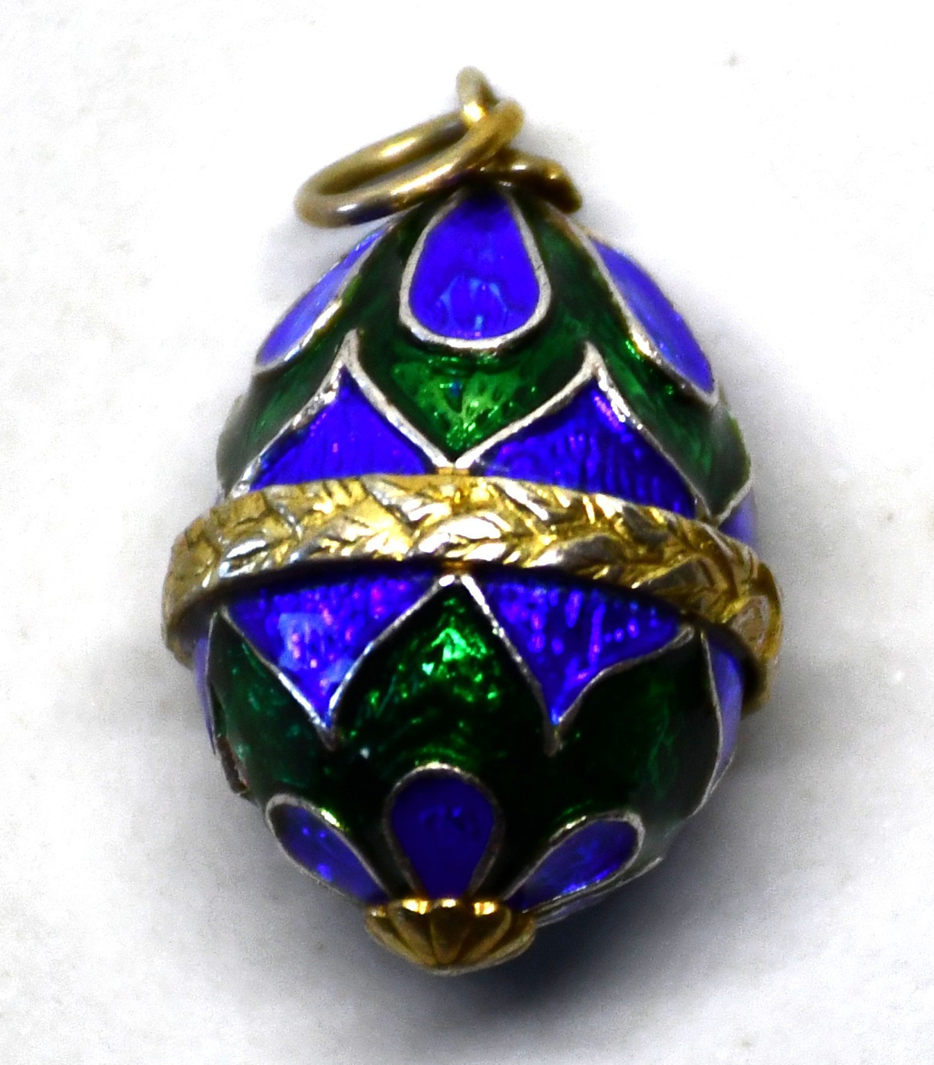 Antique Enamel Sterling Silver Egg Pendant/Charm