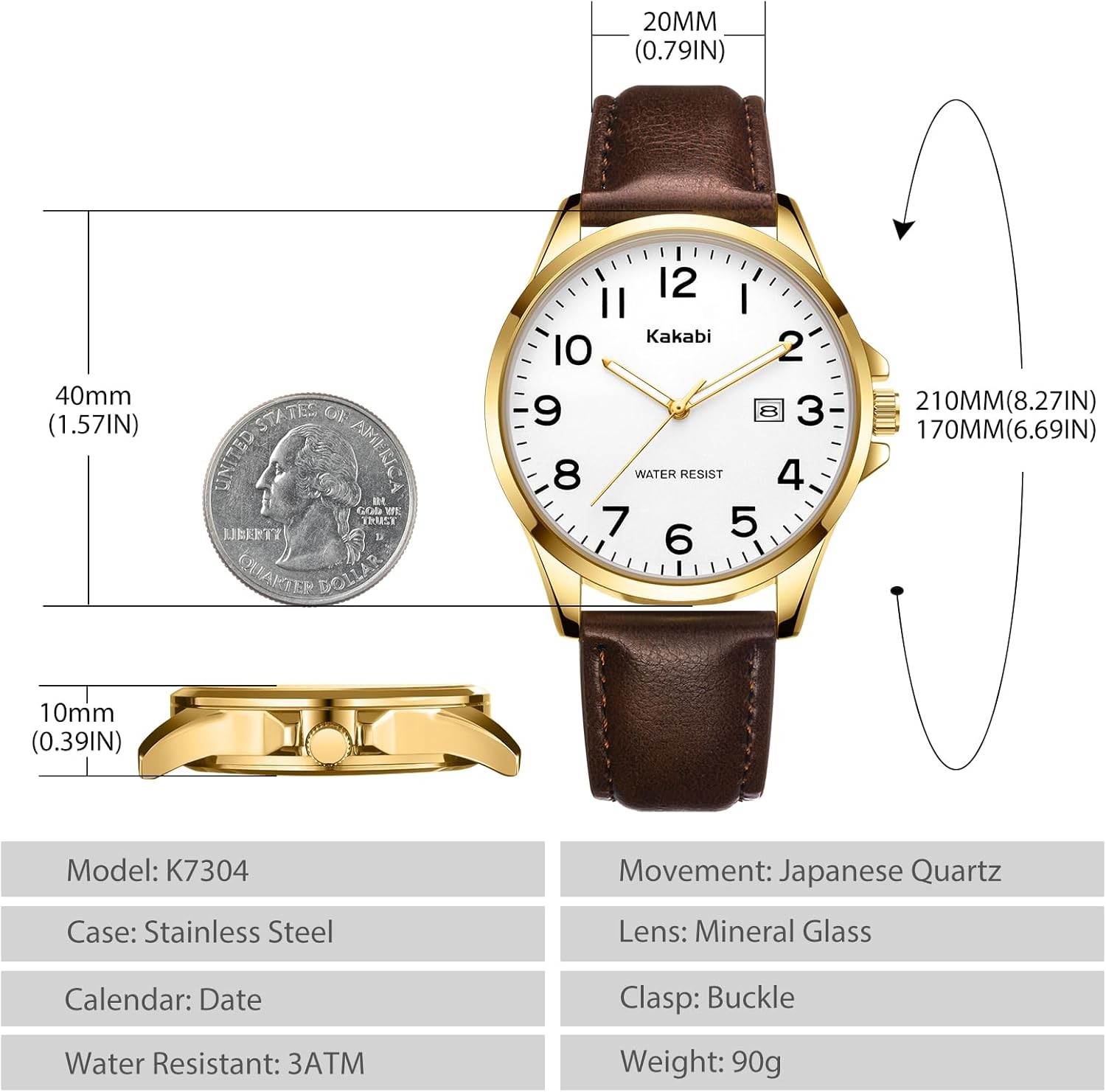 Watch for Men, Fashion Minimalist Wrist Watch Waterproof Quartz Analog Date with