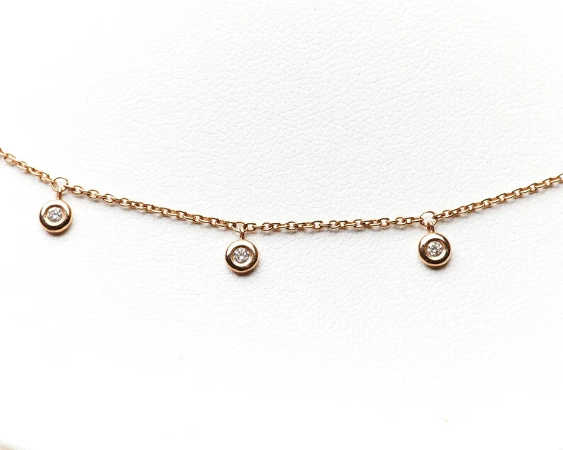 0.27CT Round Natural Diamond Women’s Engagement Gift Satiation Necklace 14k Gold