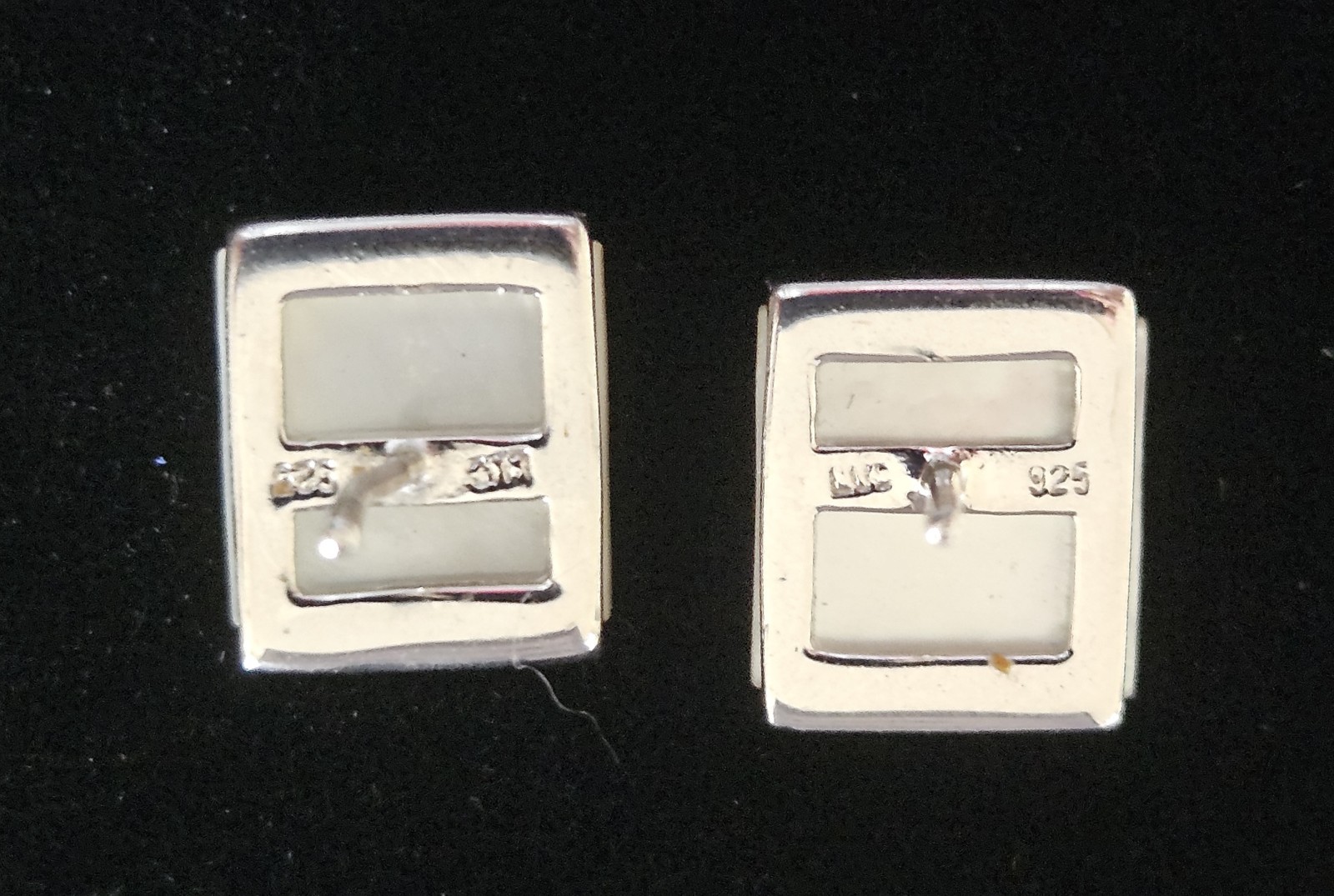 Sterling Silver 925 Square Mother Of Pearl Stud Earrings I/2 Inch Minimalist