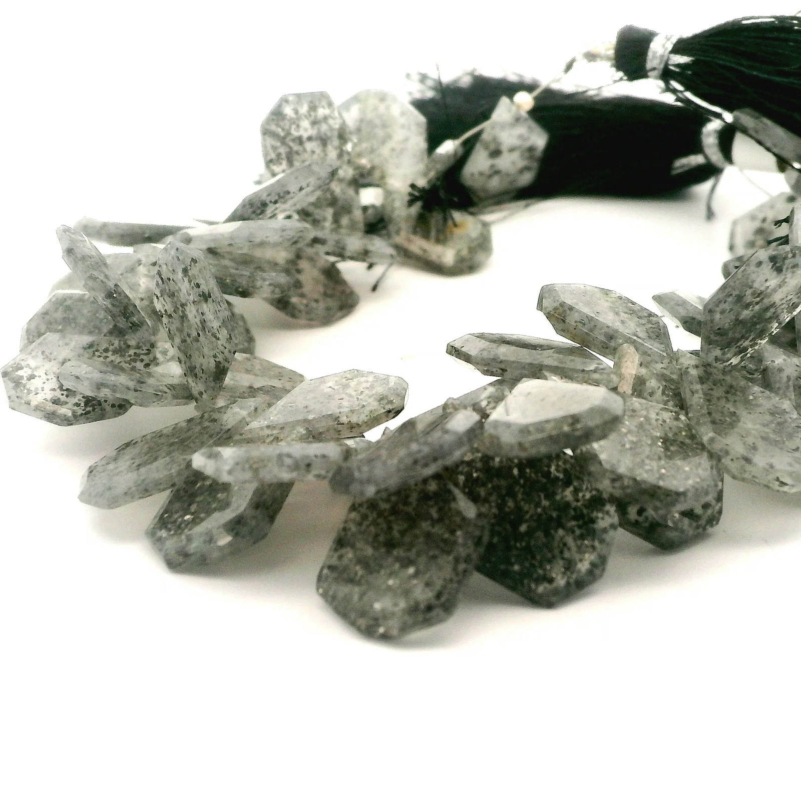 Natural Black Sunstone Faceted Pentagon Beads (6 × 6 mm) – 62 Beads