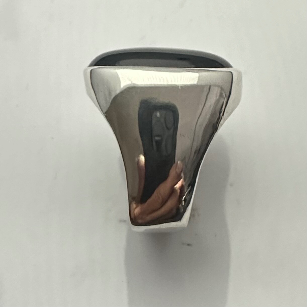 MJG STERLING SILVER XL 18 X24 mm OVAL BLACK ONYX RING. SZ 10. 34 Grams