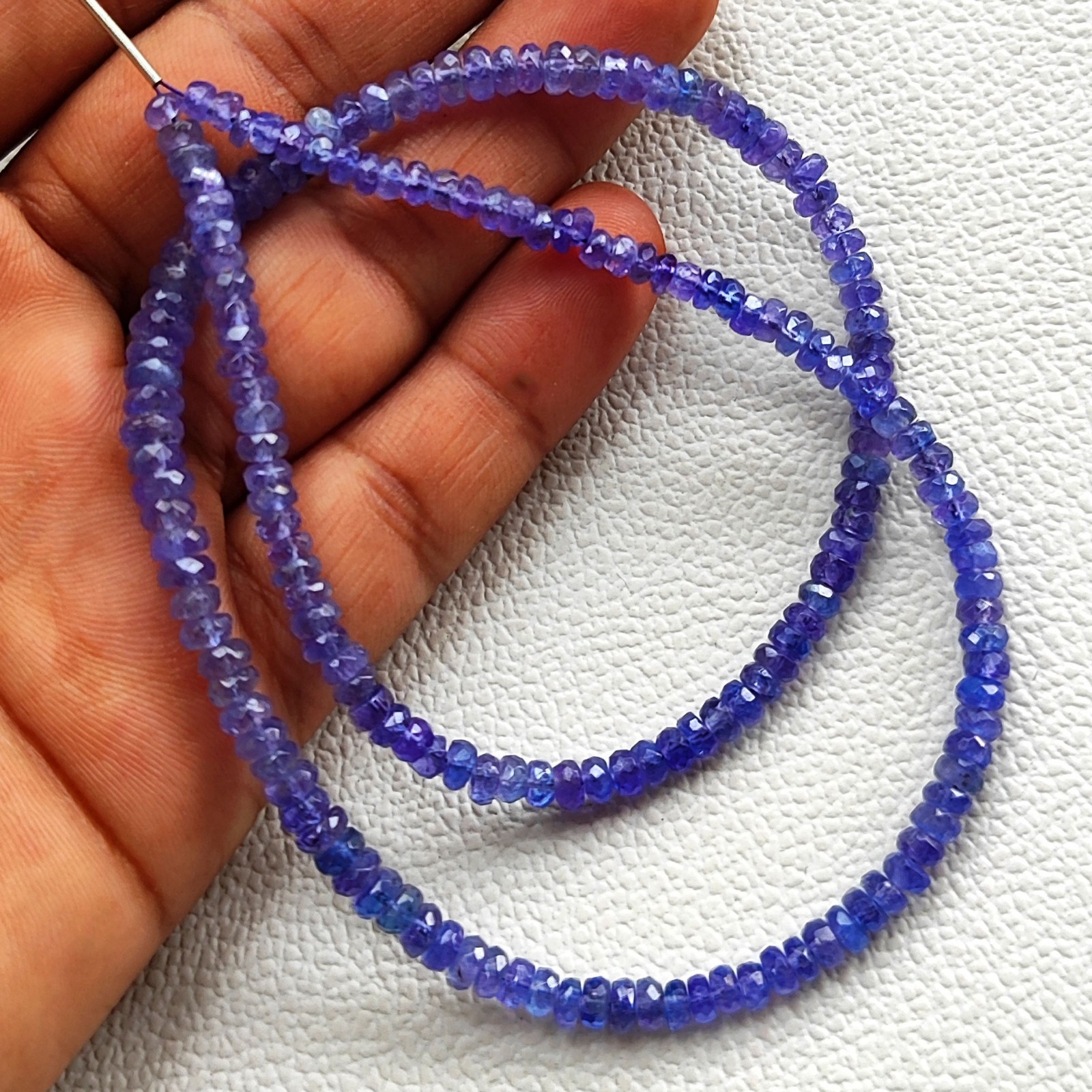 Natural Tanzanite Faceted Rondelle 4-4.5mm Beads Tanzania Gem 16″ Strand DIY