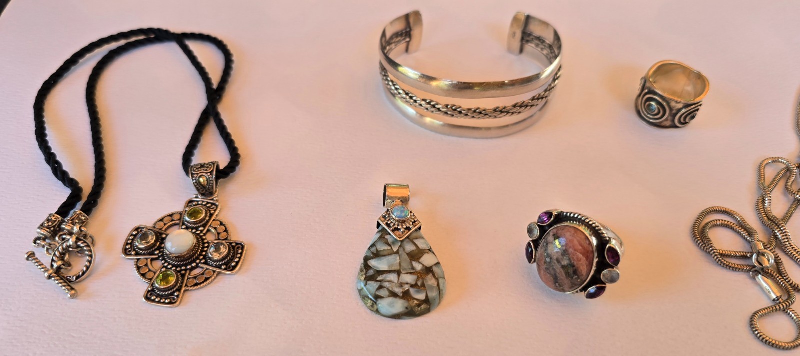 Lot of 15 Sterling Silver, Gemstone and Bronze Milor Rose Quartz