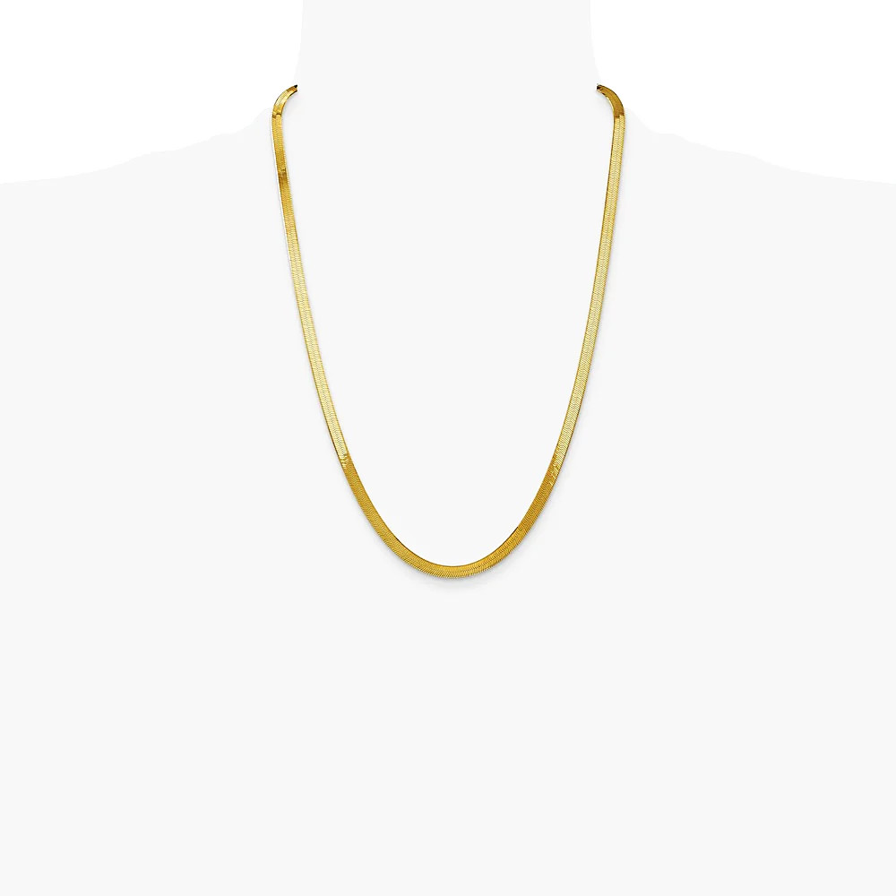 14K Yellow Gold 5mm Silky Herringbone Chain Necklace 16″-24″