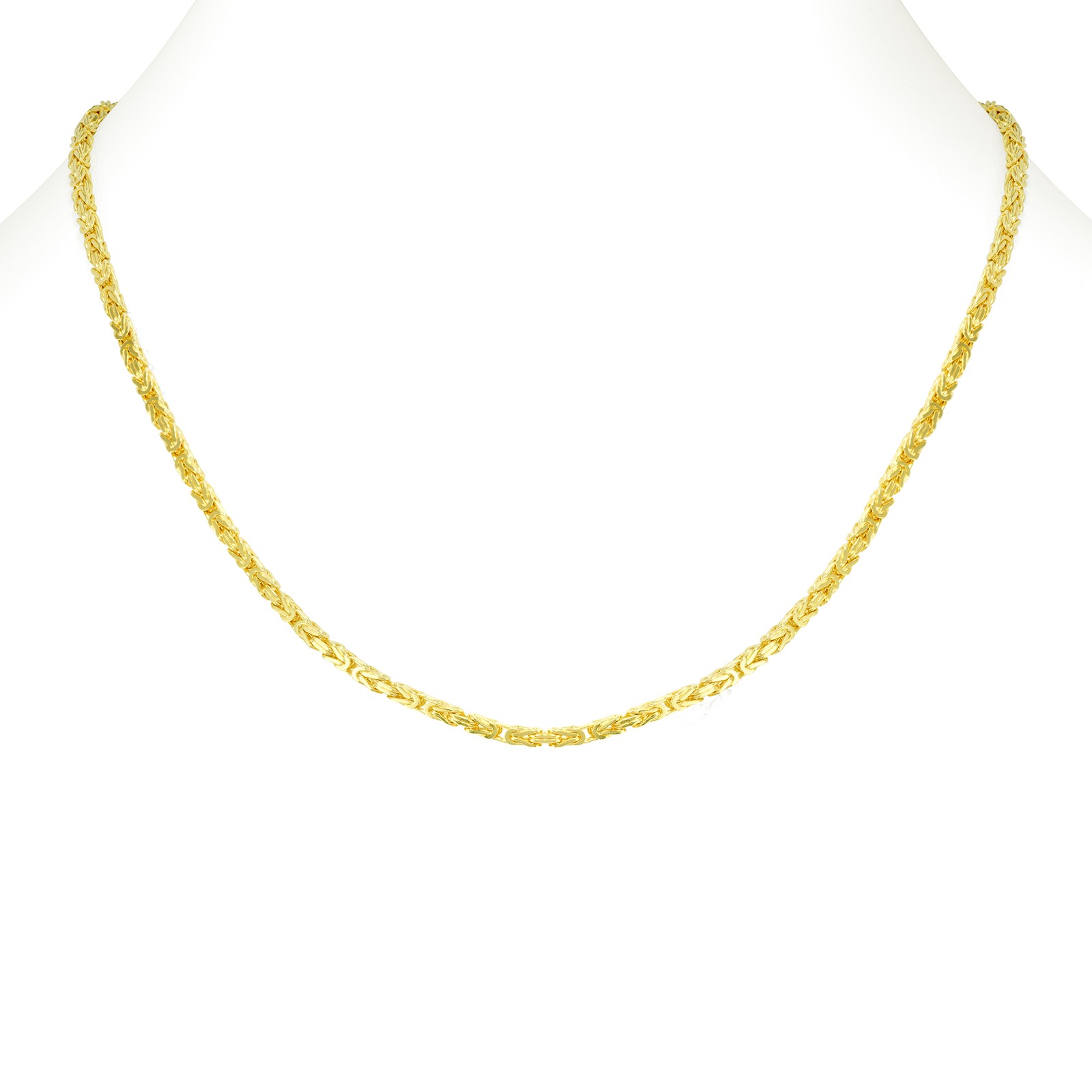 Mens 14K Yellow Gold Solid 2.5mm Byzantine Box Link Chain Pendant Necklace 22″