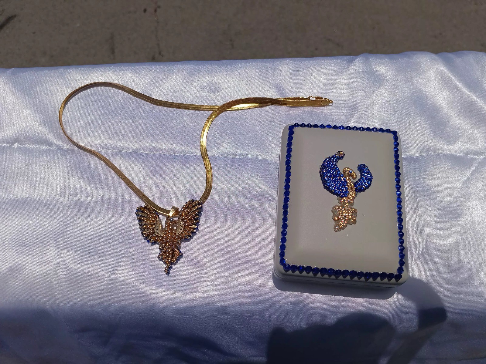 Crystal Phoenix Pendant Necklace Jewelry Set Handmade – Phoenix Gift