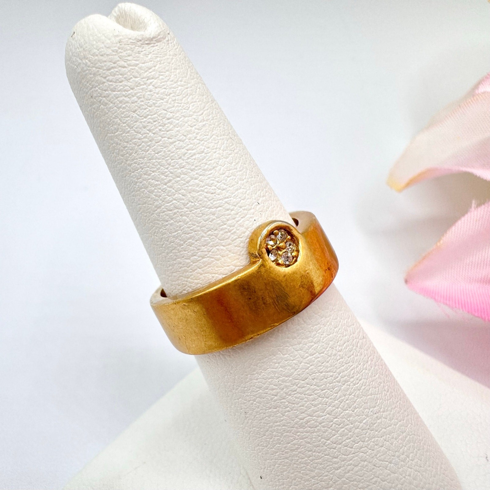 Madewell Wide Band Nesting Ring Set Matte Gold Tone Pave Crystal Cluster Size 7
