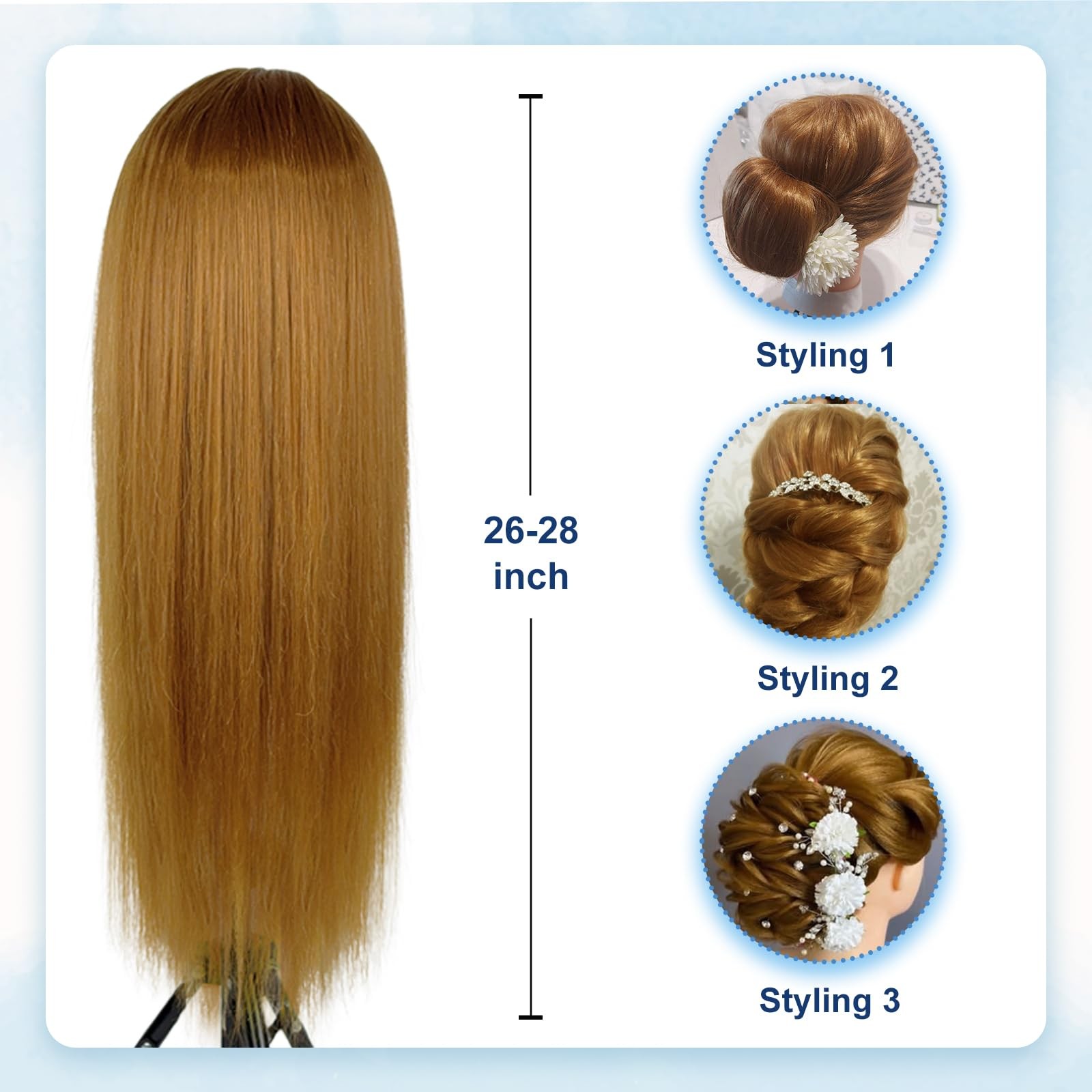 Mannequin Head Human Hair- Cosmetology Manikin Doll Head with 80% Real Hair for