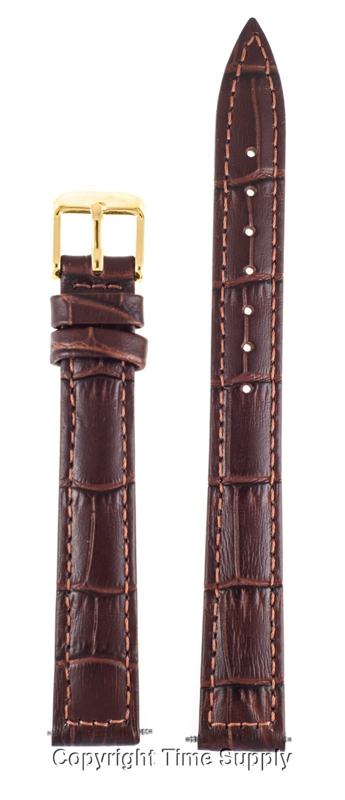 BROWN LEATHER WATCH BAND CROCO EXTRA LONG XXL