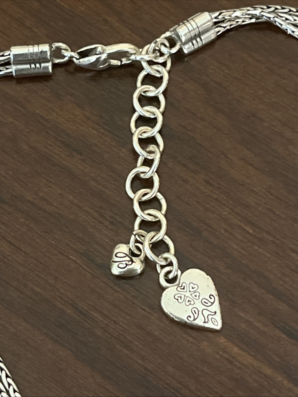 Brighton Ophelia Silver Heart Pendant Three Strand Chain Necklace 18”L
