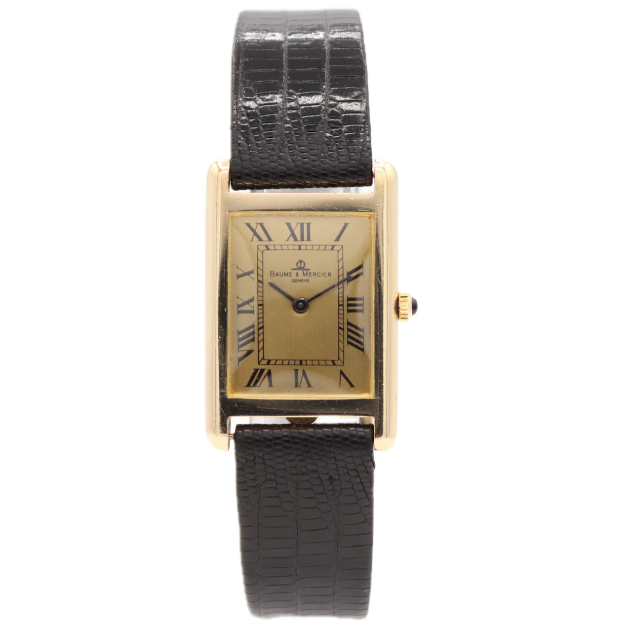 Vintage 23mm Baume & Mercier Tank Style Watch Mechanical Wristwatch 14k Gold