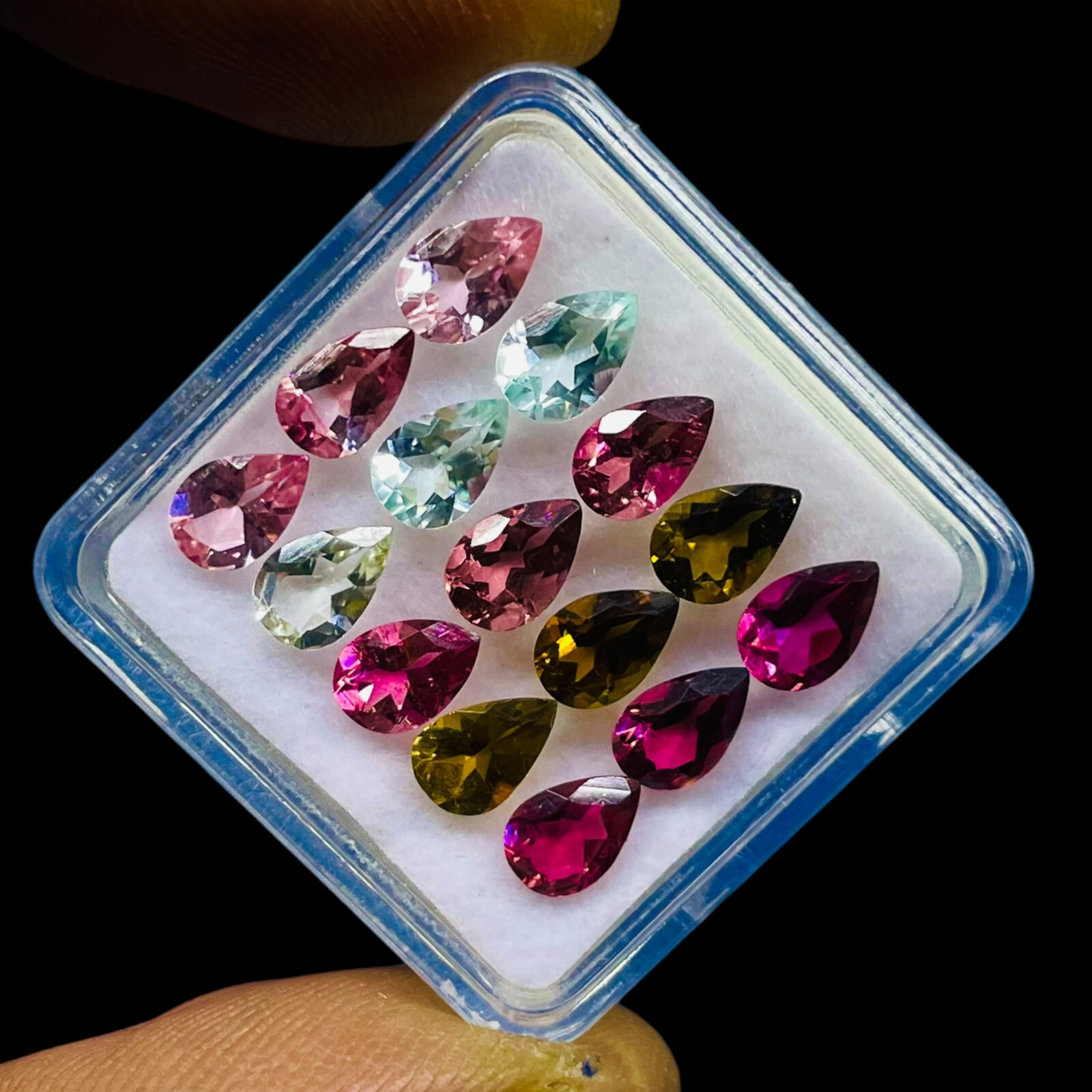 VVS 15 Pcs Natural Multi Tourmaline 6x4mm Pear Cut Loose Untreated Gemstones Lot