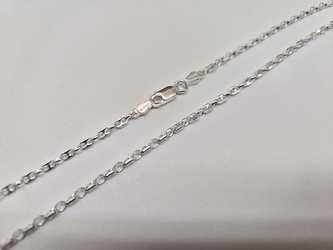 925 Sterling Silver Puffed Anchor Chain Necklace Bracelet 2.4mm 7″ to 30″