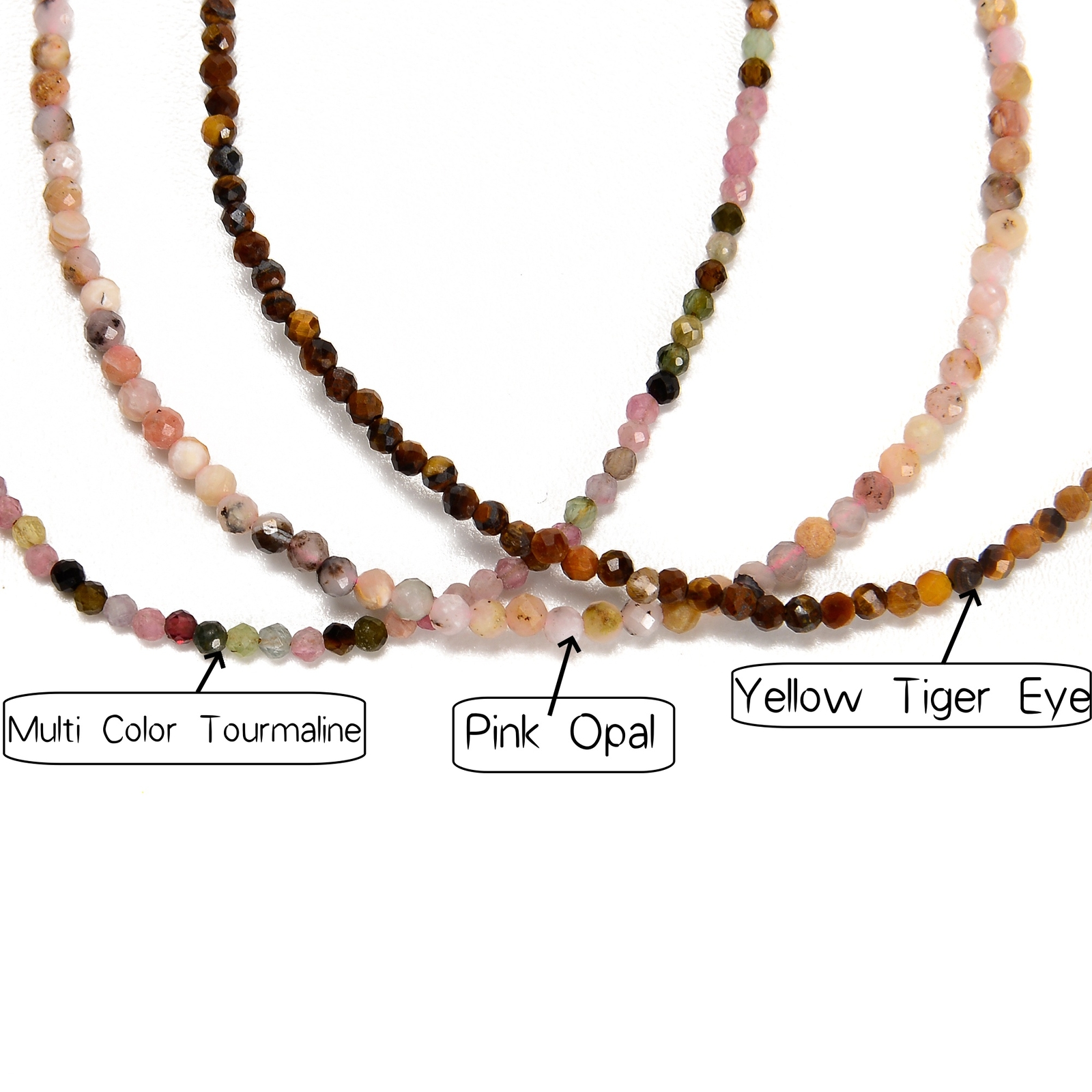 Natural 2mm Mixed Gemstones Faceted Round Beaded Anklet 9” Length Adjustable