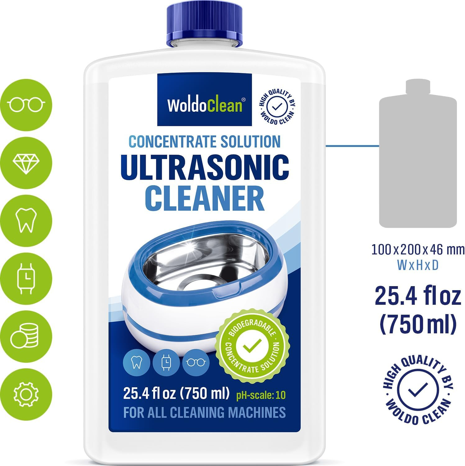 WoldoClean Ultrasonic Cleaner Solution for Jewelry 25.4 Fl Oz – 140 Concentra