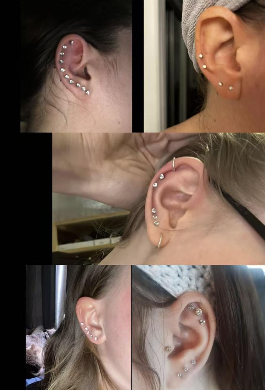 10 Pairs Tiny Womens Surgical Stainless Steel Clear Cubic Zirconia Stud Earrings