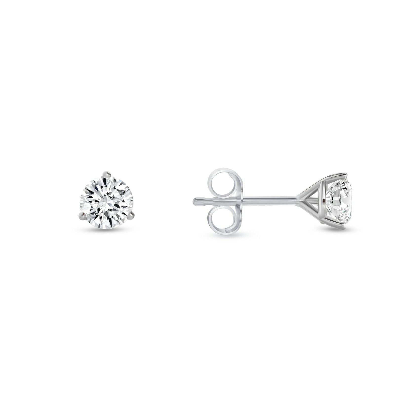 1/4 Ct Round Lab Created Grown Diamond Earrings 18K White Gold E/VS Martini Push