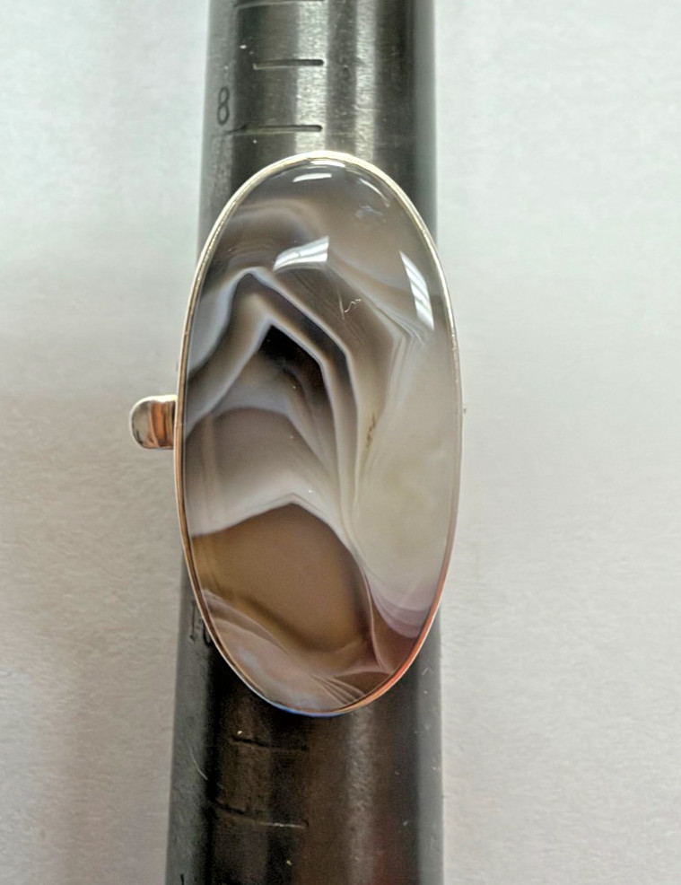 Sajen Sterling Silver Cocktail Ring (Size 9.5) with Agate Stone [076DUW]