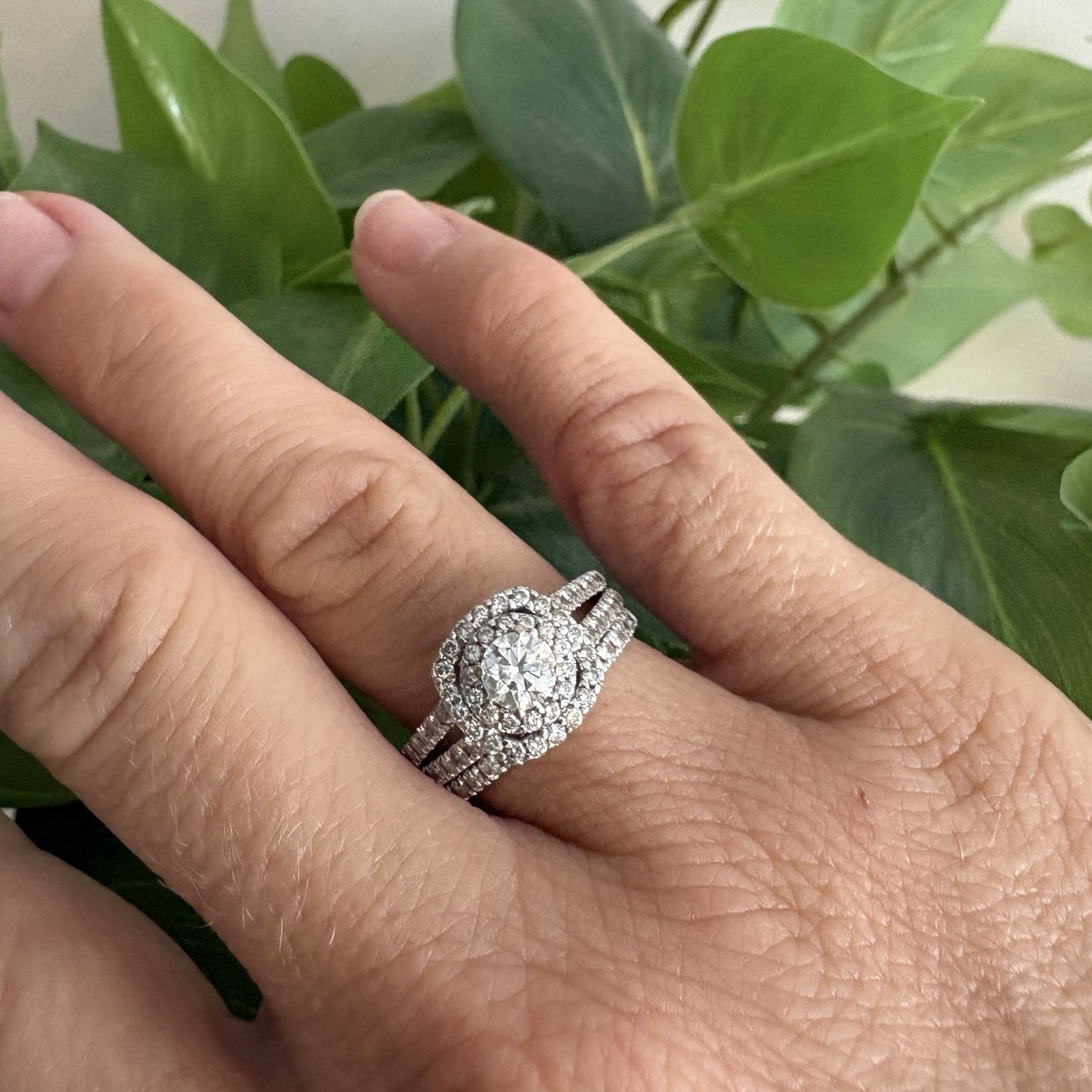 14k White Gold 2CTW Diamond Halo Ring